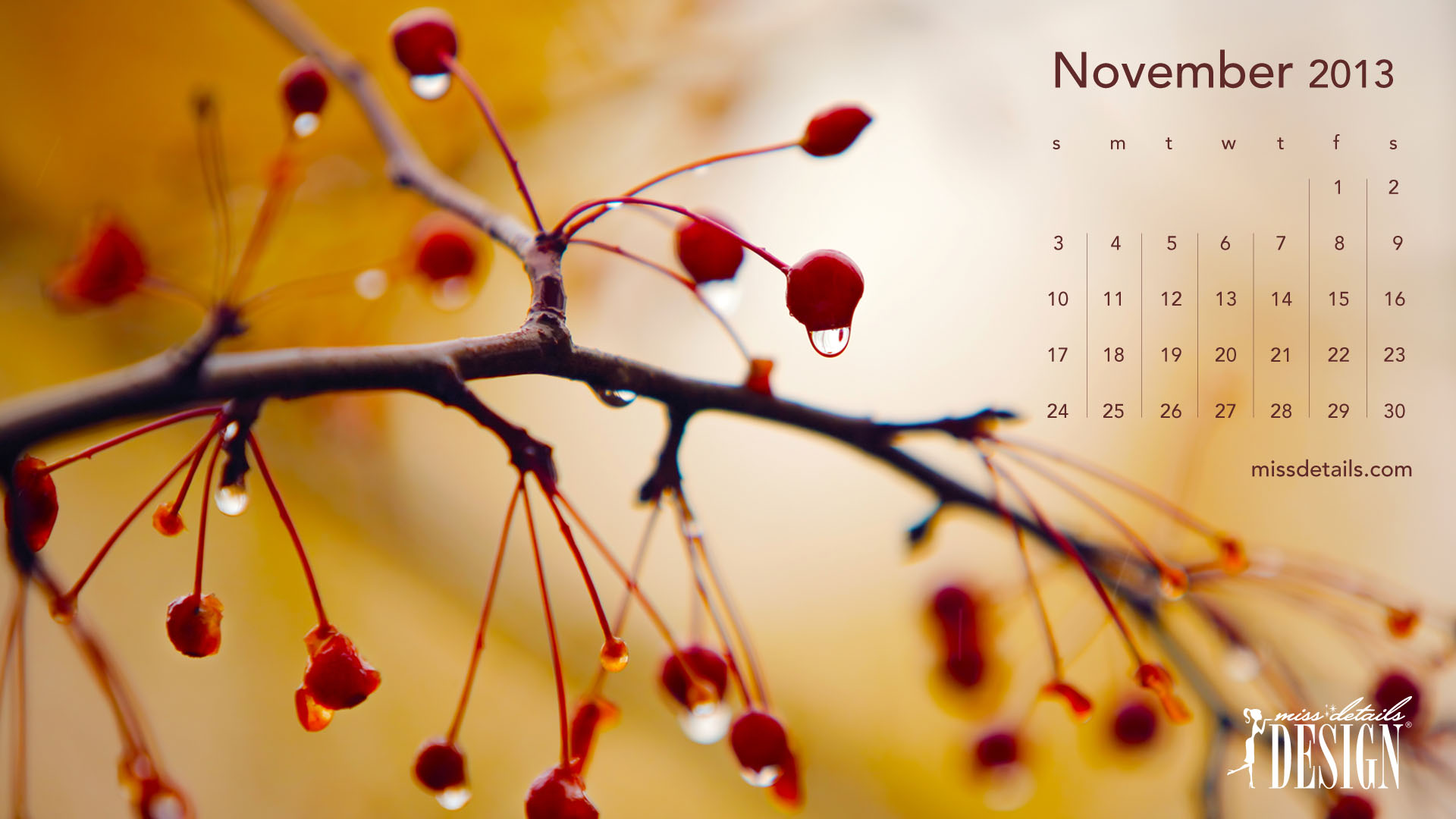 November Desktop Calendars