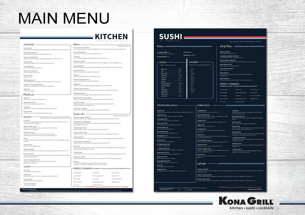 kona grill menu design