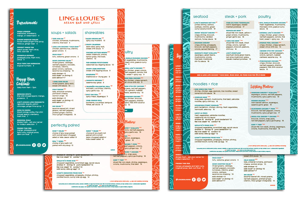 ling and louie's main menu design