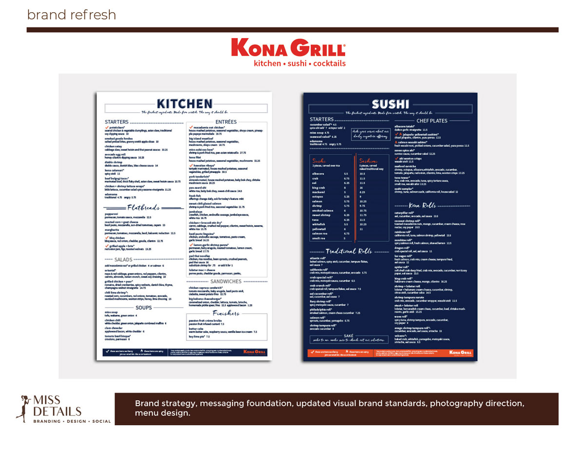 kona grill menu design