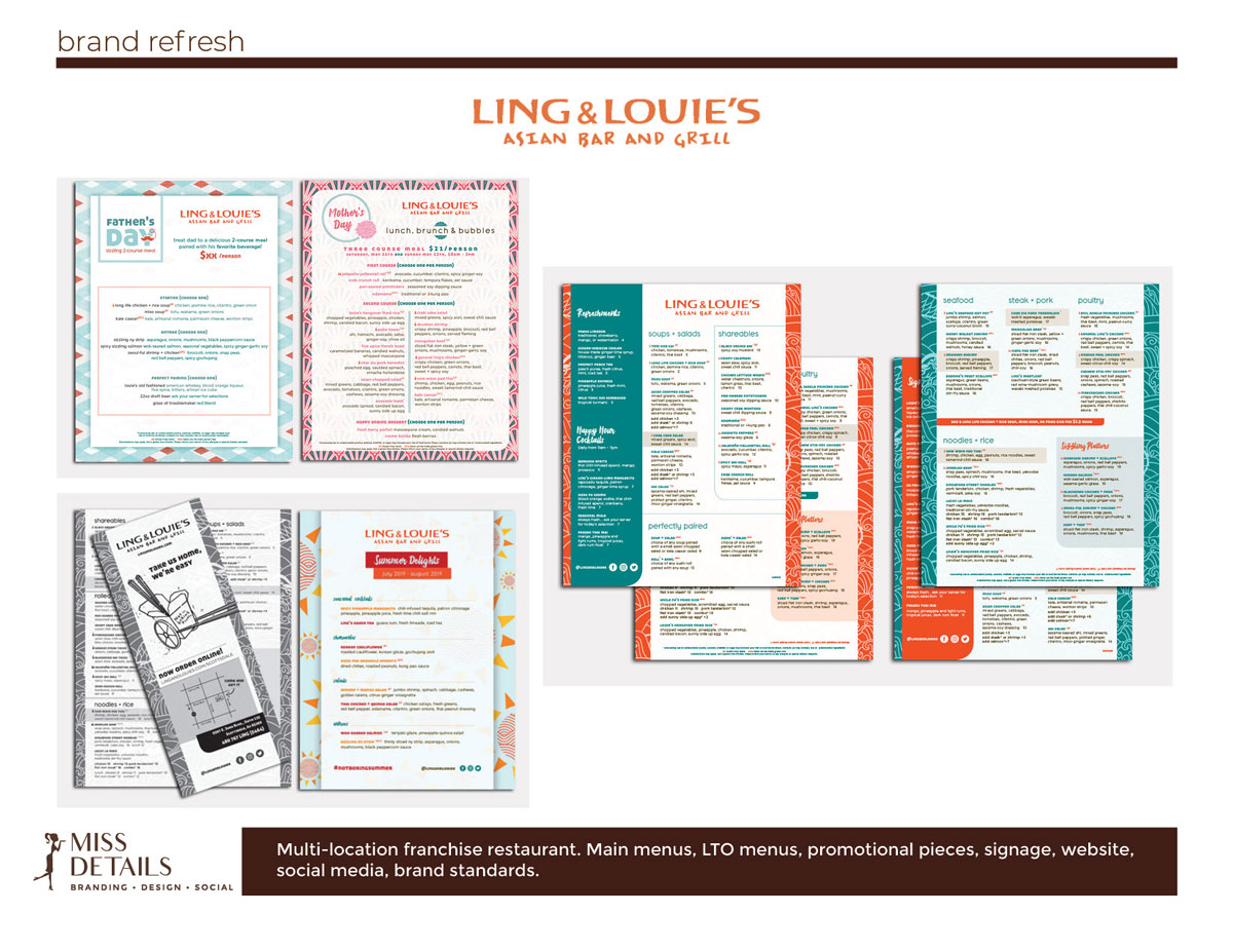 ling and louie's branding and menu design